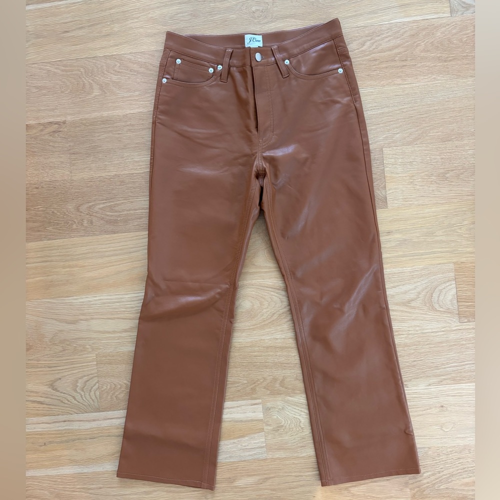 High-rise slim demi-boot pant in faux leather - like new!